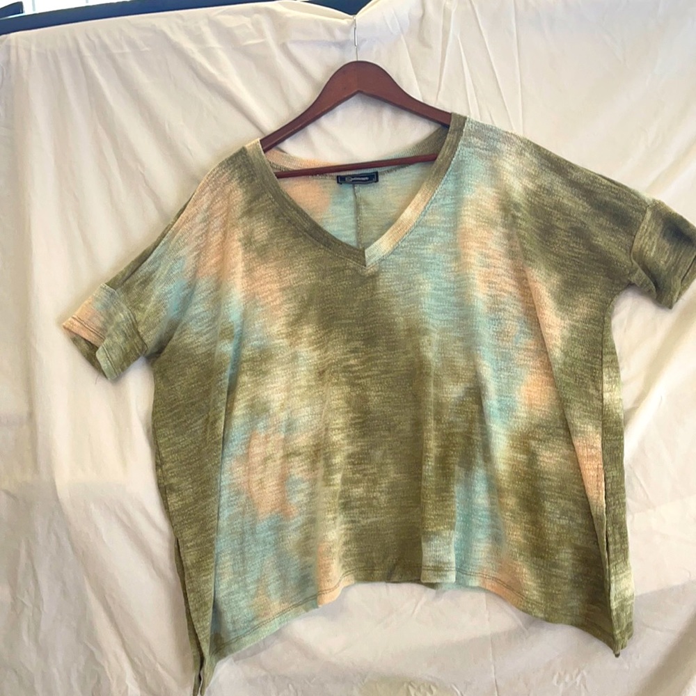 Green blue pink tie dye